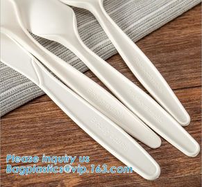 wholesale Biodegradable cPLA plastic white cutlery set,Eco-friendly Disposable Biodegradable Corn Starch Spork-Fork Spoo supplier