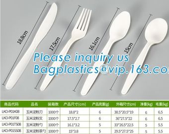 wholesale Biodegradable cPLA plastic white cutlery set,Eco-friendly Disposable Biodegradable Corn Starch Spork-Fork Spoo supplier