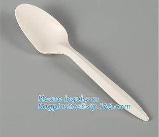 wholesale Biodegradable cPLA plastic white cutlery set,Eco-friendly Disposable Biodegradable Corn Starch Spork-Fork Spoo supplier