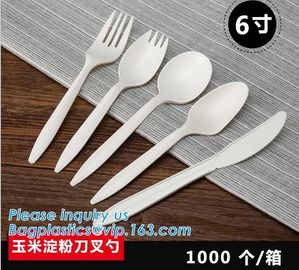 wholesale Biodegradable cPLA plastic white cutlery set,Eco-friendly Disposable Biodegradable Corn Starch Spork-Fork Spoo supplier