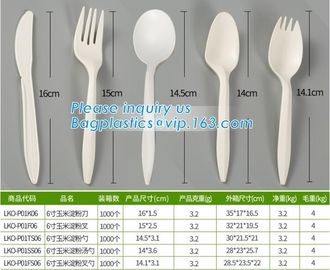 wholesale Biodegradable cPLA plastic white cutlery set,Eco-friendly Disposable Biodegradable Corn Starch Spork-Fork Spoo supplier