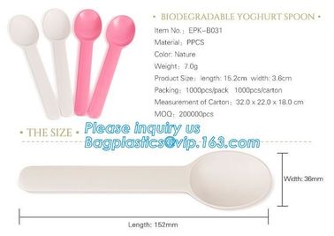 6 inch Tea/Soup/ice cream/tasting spoons Eco-friendly tableware corn starch spoons Disposable yogurt spoons bagease pack supplier