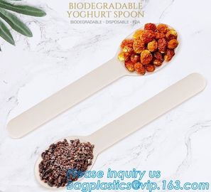 6 inch Tea/Soup/ice cream/tasting spoons Eco-friendly tableware corn starch spoons Disposable yogurt spoons bagease pack supplier