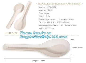 6 inch Tea/Soup/ice cream/tasting spoons Eco-friendly tableware corn starch spoons Disposable yogurt spoons bagease pack supplier