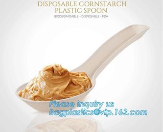 6 inch Tea/Soup/ice cream/tasting spoons Eco-friendly tableware corn starch spoons Disposable yogurt spoons bagease pack supplier