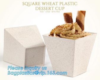 Wheat straw Compostable HEXAGON shape dessert cup,square wheat plastic dessert cup,Pla Plastic Disposable Corn Starch Cu supplier