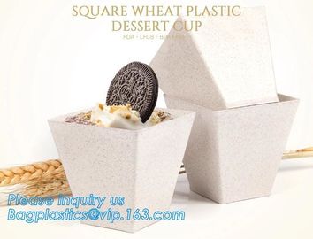 Wheat straw Compostable HEXAGON shape dessert cup,square wheat plastic dessert cup,Pla Plastic Disposable Corn Starch Cu supplier