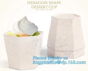 Wheat straw Compostable HEXAGON shape dessert cup,square wheat plastic dessert cup,Pla Plastic Disposable Corn Starch Cu supplier