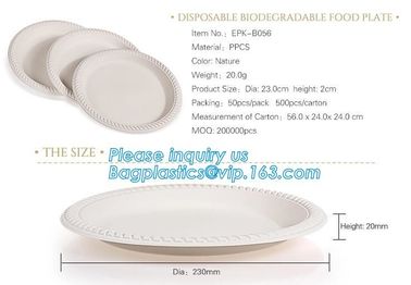 9inch Round White Dessert Bagasse Sugarcane Biodegradable Corn Starch Disposable Plate,Sugarcane Bagasse Plates bagease supplier