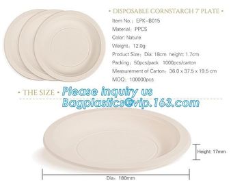 9inch Round White Dessert Bagasse Sugarcane Biodegradable Corn Starch Disposable Plate,Sugarcane Bagasse Plates bagease supplier