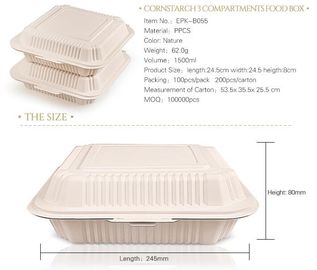 corn starch clamshell box,Corn Starch Food Container, Disposable Lunch Box,Biodegradable Microwave Corn Starch Food Cont supplier