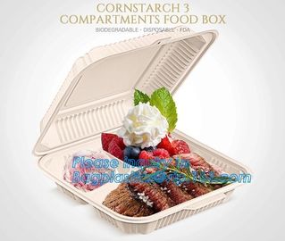 corn starch clamshell box,Corn Starch Food Container, Disposable Lunch Box,Biodegradable Microwave Corn Starch Food Cont supplier