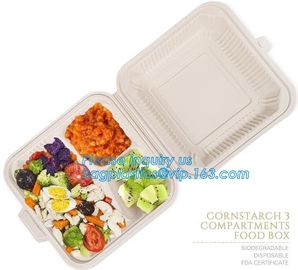 corn starch clamshell box,Corn Starch Food Container, Disposable Lunch Box,Biodegradable Microwave Corn Starch Food Cont supplier