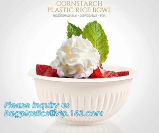 24oz disposable plastic soup bowl corn starch white bowls with lids,Disposable Round Soup Corn Starch Biodegradable Bowl supplier