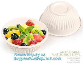 24oz disposable plastic soup bowl corn starch white bowls with lids,Disposable Round Soup Corn Starch Biodegradable Bowl supplier