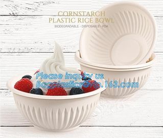 24oz disposable plastic soup bowl corn starch white bowls with lids,Disposable Round Soup Corn Starch Biodegradable Bowl supplier