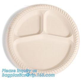 custom printed party plates disposable sugarcane bagasse plate Biodegradable Bamboo disposable paper plates bagease pack supplier