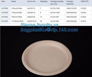 Compostable custom environmental biodegradable trays disposable sugarcane pulp paper plate,Wheat Straw Fiber, Bagasse Su supplier