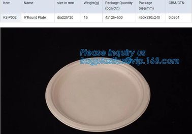 Eco Friendly sugarcane bagasse plates display tray,disposable 5 compartments sugarcane pulp plates with lid, bagplastics supplier