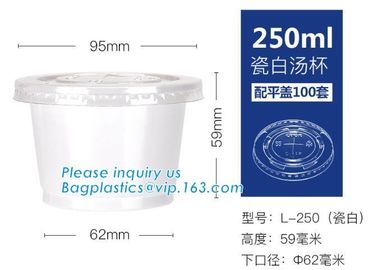 100% biodegradable eco friendly soup paper cup with PLA lid,Disposable soup paper Pla coated cups packaging, bagplastics supplier