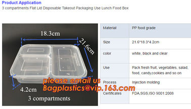 Airtight leakproof microwave custom rectangle plastic meal compartment bento lunch box food storage container with FOOD supplier