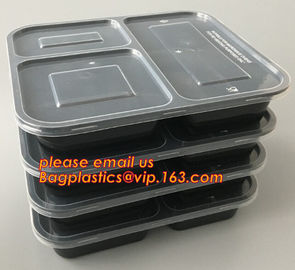 Airtight leakproof microwave custom rectangle plastic meal compartment bento lunch box food storage container with FOOD supplier