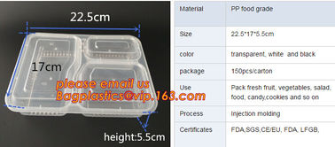 Airtight leakproof microwave custom rectangle plastic meal compartment bento lunch box food storage container with FOOD supplier