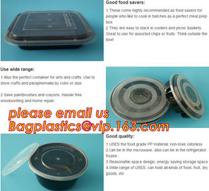 Japanese Packaging Round Disposable Soup Salad Food Container Plastic Microwave Safe PP Bowl/Box With Lid bagplastics pa supplier