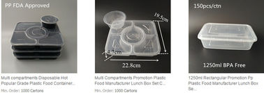2 compartments clamshell, rectangular eco friendly real manufacturer, pp plastic type and tray lunch boxes FDA approved supplier