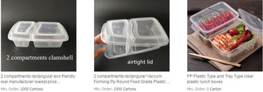 2 compartments clamshell, rectangular eco friendly real manufacturer, pp plastic type and tray lunch boxes FDA approved supplier