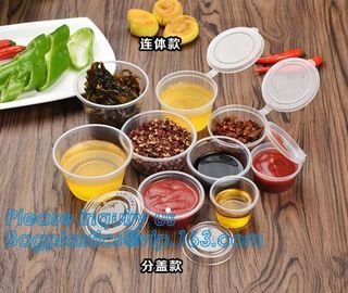 Custom printed clear transparent disposable PET plastic source cup bowl,0.75oz Disposable clear plastic PP Sauce Cup pac supplier