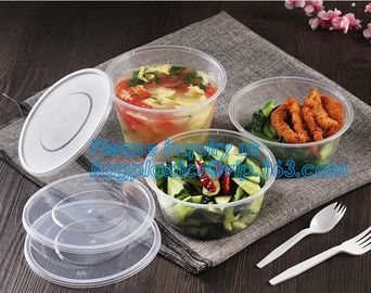 Cheap Food grade salad plastic bowl disposable plastic salad bowl,Eco-friendly white PP plastic round food container noo supplier