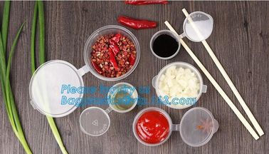 4oz PP Sauce cup hinged lid airtight pot Injection take away food container,PLA 4oz 140ml biodegradable cup disposable p supplier