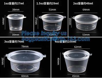 4oz PP Sauce cup hinged lid airtight pot Injection take away food container,PLA 4oz 140ml biodegradable cup disposable p supplier