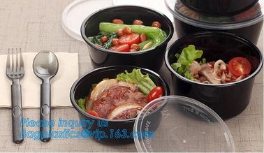 Take-away food package 3000ml large plastic salad bowls,PP white 700ml disposable plastic sea food bowl with handle pac supplier