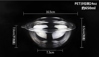 1250ml Clear Round Disposable Large PET Plastic Fruit Salad Bowl with Lid Packaging Cup,Disposable PET Plastic Salad Bow supplier