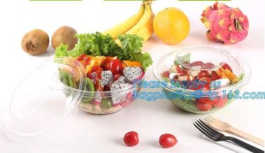 1250ml Clear Round Disposable Large PET Plastic Fruit Salad Bowl with Lid Packaging Cup,Disposable PET Plastic Salad Bow supplier