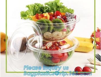 1250ml Clear Round Disposable Large PET Plastic Fruit Salad Bowl with Lid Packaging Cup,Disposable PET Plastic Salad Bow supplier