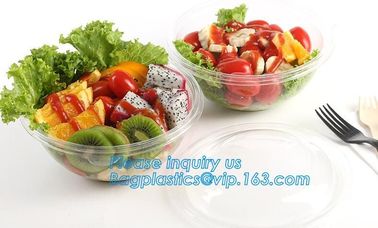 1250ml Clear Round Disposable Large PET Plastic Fruit Salad Bowl with Lid Packaging Cup,Disposable PET Plastic Salad Bow supplier