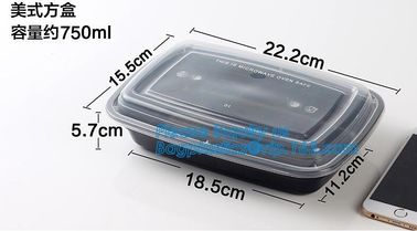 Disposable PP plastic food container 3 compartment containers / bento box / meal prep containers,food containers square supplier