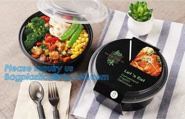 1000ml Black Disposable Biodegradable Bento Food Noodles Container PP Plastic Microwave Safe Soup Bowl bagplastics bagea supplier