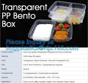 transparent pp bento box,lunch box plastic disposable compartment food containers,food,lunch,BBQ,noodles,salad,corn kern supplier