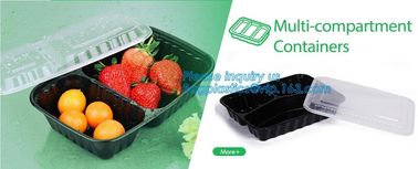 stackable airtight food tray 5 compartments,Professional design plastic sea food container,6 Compartment Food Tray pack supplier