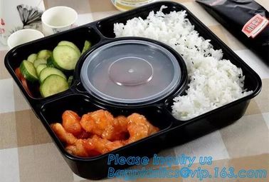 stackable airtight food tray 5 compartments,Professional design plastic sea food container,6 Compartment Food Tray pack supplier