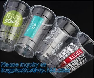 Food grade 12oz 375ml cold drink transparent biodegradebale PET disposable plastic cup/airline plastic drinking cup supplier