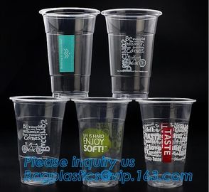 Food grade 12oz 375ml cold drink transparent biodegradebale PET disposable plastic cup/airline plastic drinking cup supplier