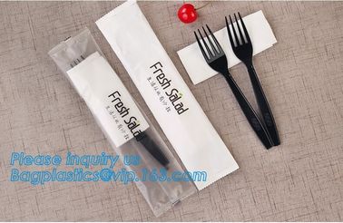 7in1 FDA Aviation Heavyweight Disposable Clear Plastic Camping Cutlery Set with Napkin,Fork Spoon Knife Fork Set For Fla supplier