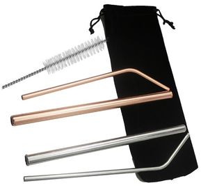 Eco-friendly reusable metal drinking straw stainless steel straw set with brush in blister card packing bagease bagplast supplier