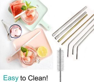 Eco-friendly reusable metal drinking straw stainless steel straw set with brush in blister card packing bagease bagplast supplier