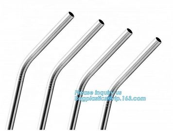 Eco-friendly reusable metal drinking straw stainless steel straw set with brush in blister card packing bagease bagplast supplier